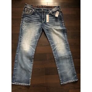 Rock Revival Jeans Mens Scipio Straight Size 42x32 NWT